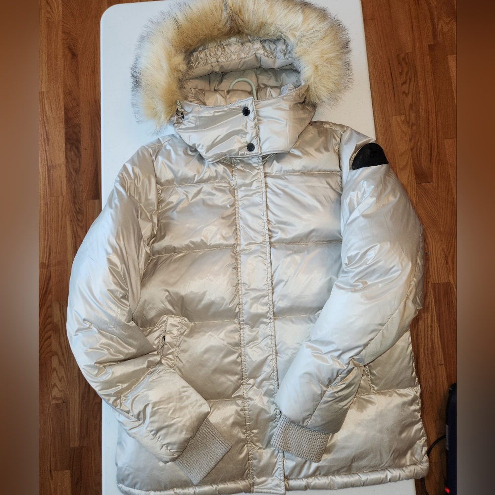 NWOT PAJAR WOMEN'S ARCTIC FF QUILTED PUFFER FAUX FUR TRIM HOODED JACKET SIZE LG